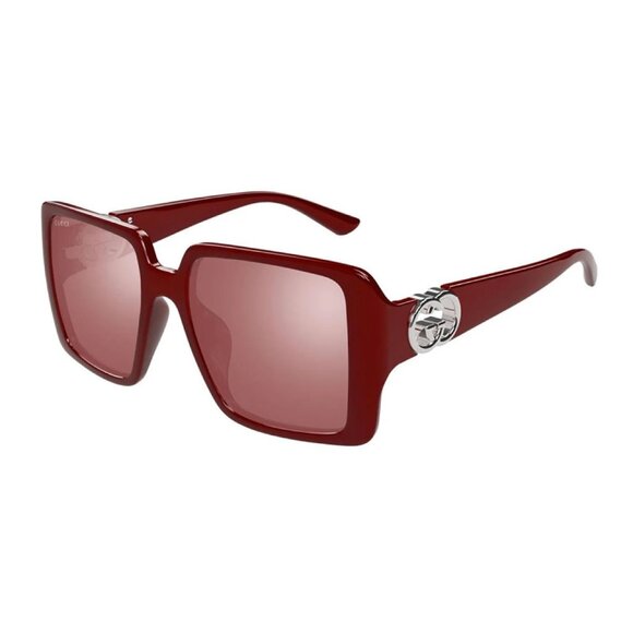 NWT GUCCI SUNGLASSES WOMEN BURGUNDY SQUARE EYEWEAR GUCCI - Picture 1 of 3